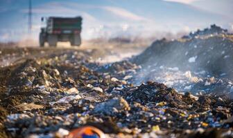 garbage dump close up view, ecological problems photo