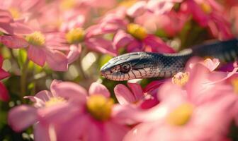 serpiente en primavera flores foto