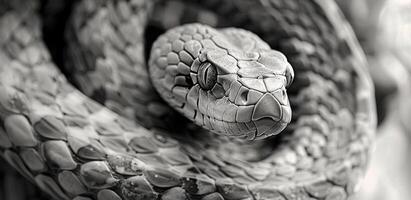 Monochrome snake portrait closeup view photo