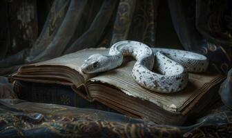 White snake and a wizard tome photo