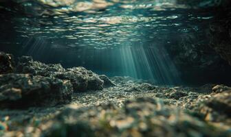 Seabed surface with mesmerizing caustic patterns photo