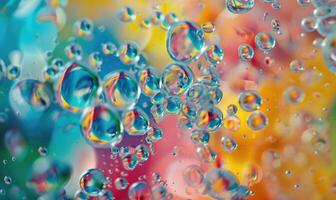 Multicolored water and foam bubbles, abstract background photo