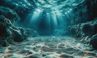 Seabed surface with mesmerizing caustic patterns photo