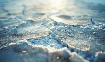 Cracked ice surface background, natural ice texture photo