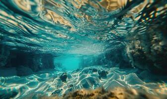 Seabed surface with mesmerizing caustic patterns photo
