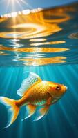 Goldfish swimming in the water photo