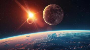 View of the planet Earth during a sunrise photo