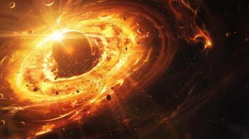 Solar System - Sun and galaxy in space. photo