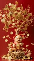 Tree with gold coins, Chinese new year theme photo