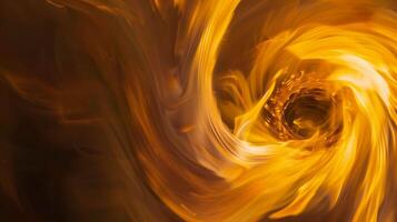 A swirl of yellow and orange flames in a dark background, AI photo