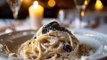 A plate of a pasta dish with oregano and cheese on it, AI photo