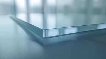 A close up of a glass table top with some reflections, AI photo