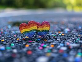 a bisexual couple Organize a Pride-themed treasure hunt with your partner. Solve clues and discover hidden surprises that celebrate your love. photo