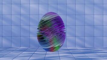3D minimalist Easter egg design with a glass texture and retro wave video