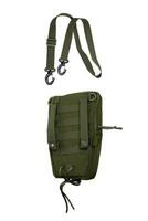 Multifunctional military pouch with zipper in khaki color. Isolate on white back photo