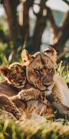 Lioness and Cub Resting photo