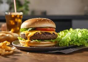 Delicious Cheeseburger with Lettuce and Tomato photo