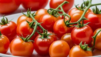 Fresh Cherry Tomatoes on the Vine photo