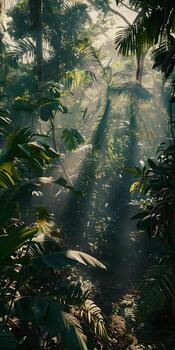 iluminado por el sol lozano verde bosque foto