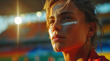 Empowered Transgender Athlete Competing with Confidence in Sports Event photo