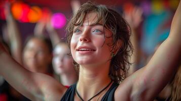 Empowering Non-Binary Dance Instructor Leading Vibrant Studio Class photo