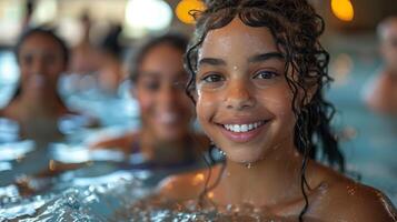 Joyful Two-Mom Family Bonding at Water Park Adventure photo