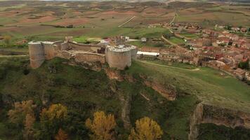 Aerial view of the Berlanga del Duero castle. video