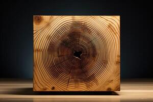 tree structure. Wooden cube background. created AI photo