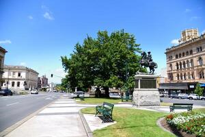 Ballarat, Victoria, Australia. - 9 January 2024 - Boer War Memorial statue Iconic tribute on Sturt Street Gardens. photo