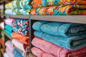 colorful bright beach towels . photo