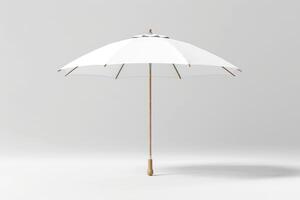 White beach umbrella isolated on white background , . photo