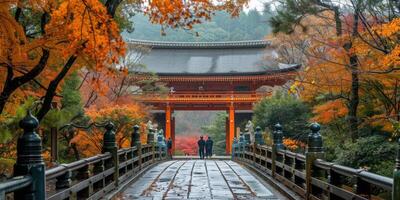 red torii gate going upstairs. photo