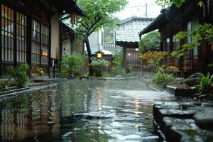 Japanese hot spring resort. photo