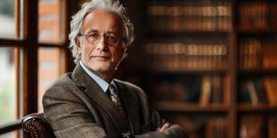 male lawyer in cabinet or library. photo