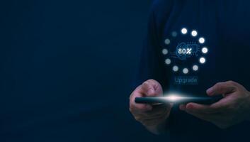 Businessmen upgrading AI systems To have more talent and intelligence, concepts management digital transformation, Internet of Things, Big Data and Automation, Data Search, Online Marketing photo