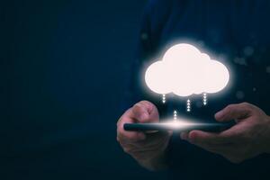 Connectivity, communication, and financial exchange with global network cloud data internet technology. Using wireless data with high-speed technology for economic and scientific development photo