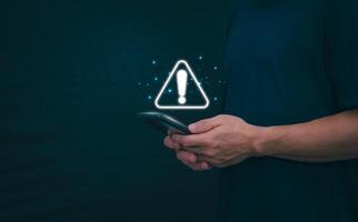 The smartphone system will display a symbol on the screen to show the error status that there is a problem for the user to check. Digital Transformation Management Internet of Things Automation photo