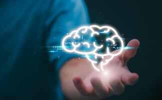 The person showing AI technology that connects information to various systems, concepts, management, digital transformation Internet of Things, Big Data and Business Processes, Automated Operations photo