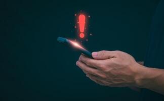The smartphone system will display a symbol on the screen to show the error status that there is a problem for the user to check. Digital Transformation Management Internet of Things Automation photo
