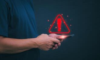 The smartphone system will display a symbol on the screen to show the error status that there is a problem for the user to check. Digital Transformation Management Internet of Things Automation photo