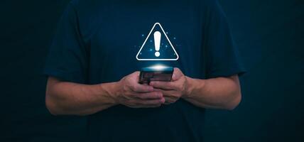 The smartphone system will display a symbol on the screen to show the error status that there is a problem for the user to check. Digital Transformation Management Internet of Things Automation photo