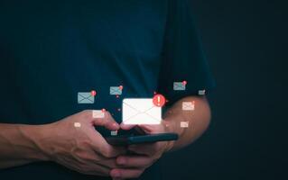 businessmen use their mobile phones to check newsletters or emails each day. For communication or receiving various news In the internet age, the concept of working anywhere photo