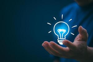 Individuals use creative ideas after being inspired by searching for information on the internet, ideas, management, and digital transformation. internet of things, big data, big data, data search photo
