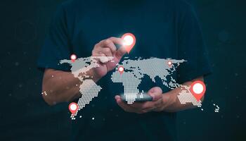 Connectivity, communication, and financial exchange with global network cloud data internet technology. Using wireless data with high-speed technology for economic and scientific development photo