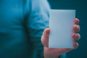 Progressive or successful philosophy, men's hands displaying business cards, business contacts, business cards, contacts, online marketing photo