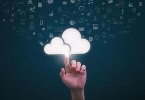 Connectivity, communication, and financial exchange with global network cloud data internet technology. Using wireless data with high-speed technology for economic and scientific development photo
