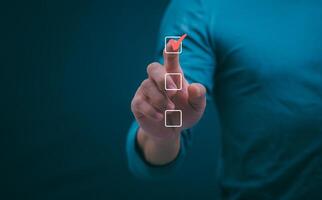 Businessmen mark check blocks to verify the correctness and approve or accept the agreement. in digital documents Concept of working via the internet photo