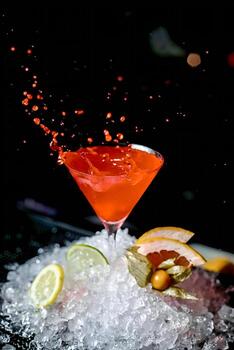 refrescante cóctel con agua chapoteo foto