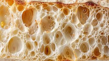 Artisan Sourdough, the airy and open crumb structure of a sliced artisan sourdough bread photo