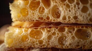 Artisan Sourdough, the airy and open crumb structure of a sliced artisan sourdough bread photo